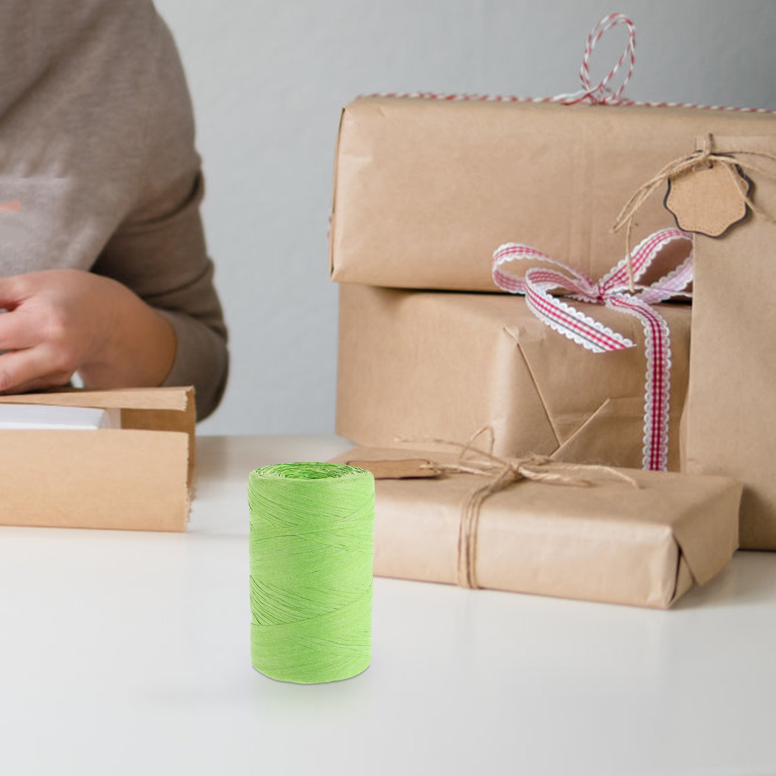 Papercraft Supply Ribbon - Colored Raffia Paper String Flat Packing