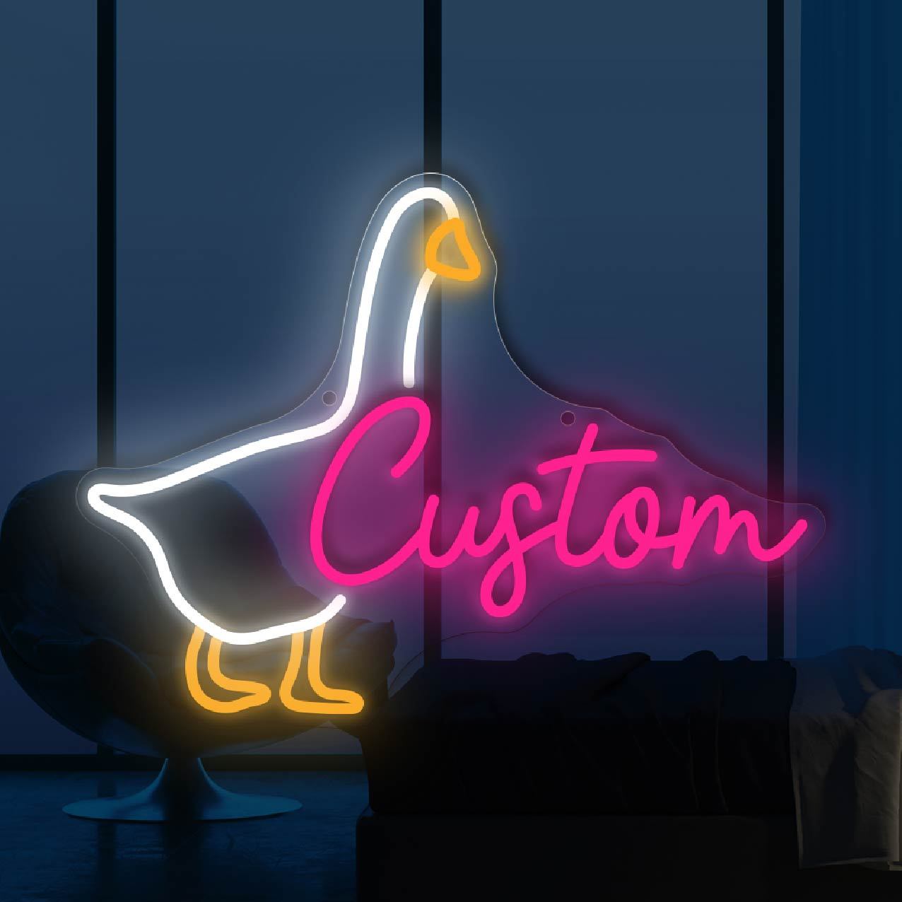 Neon Sign Party - Custom Neon Sign with Text&Goose Design