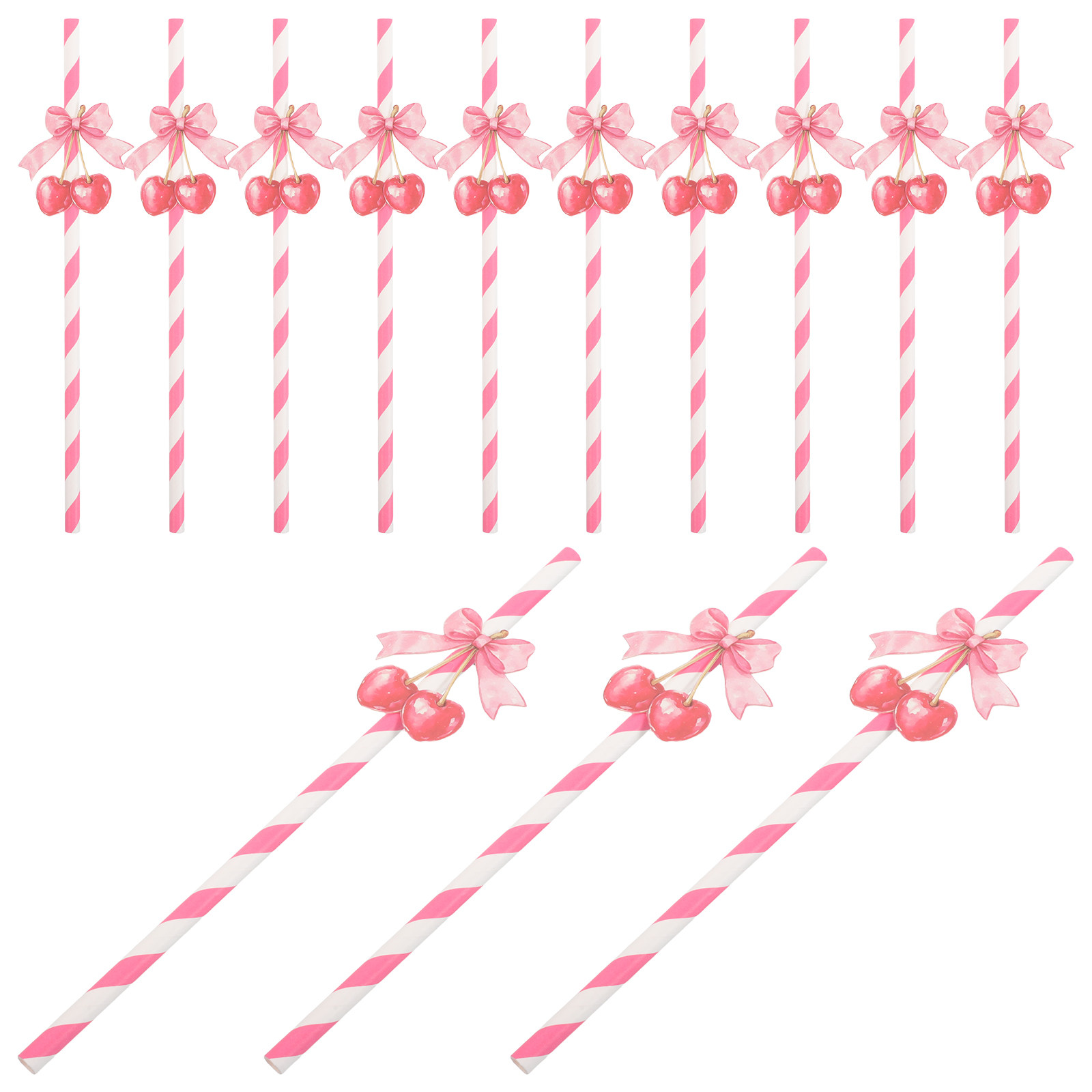 Paper Straw Color - 50Pcs Cherry Themed Paper Straws Colorful