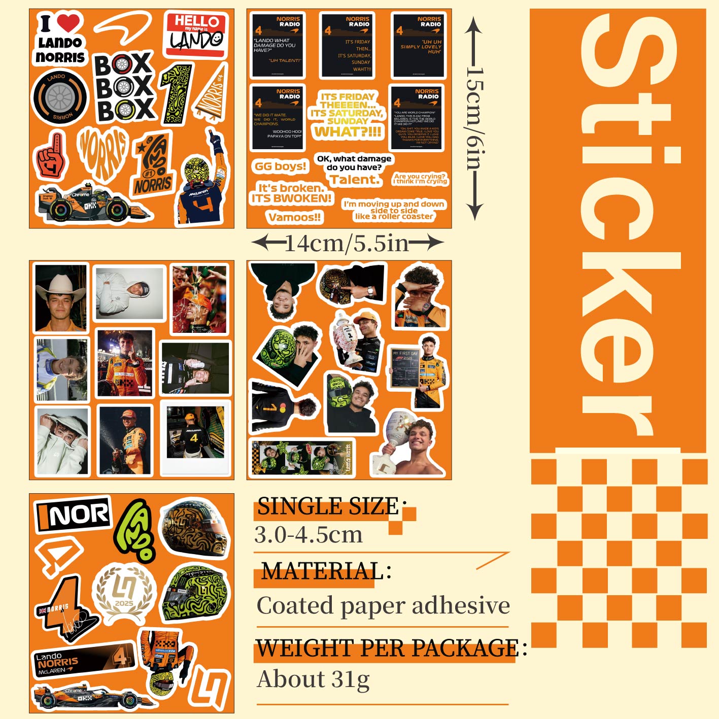 5-6 Sheets F1 Stickers, Norris - огляд і ціна Supply Event