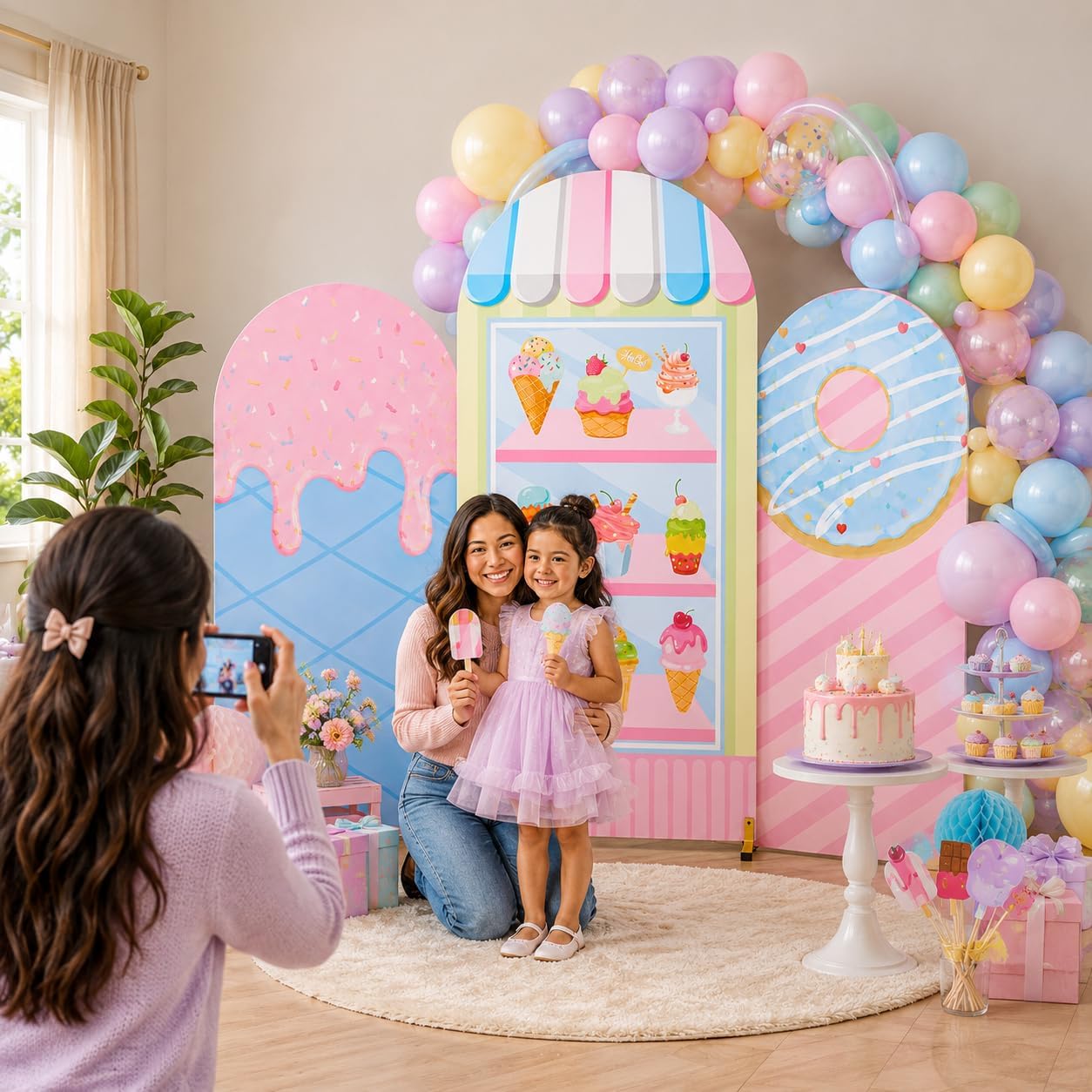 Custom 2-sided Ice Cream Party - огляд і ціна Dessert Table Backdrop