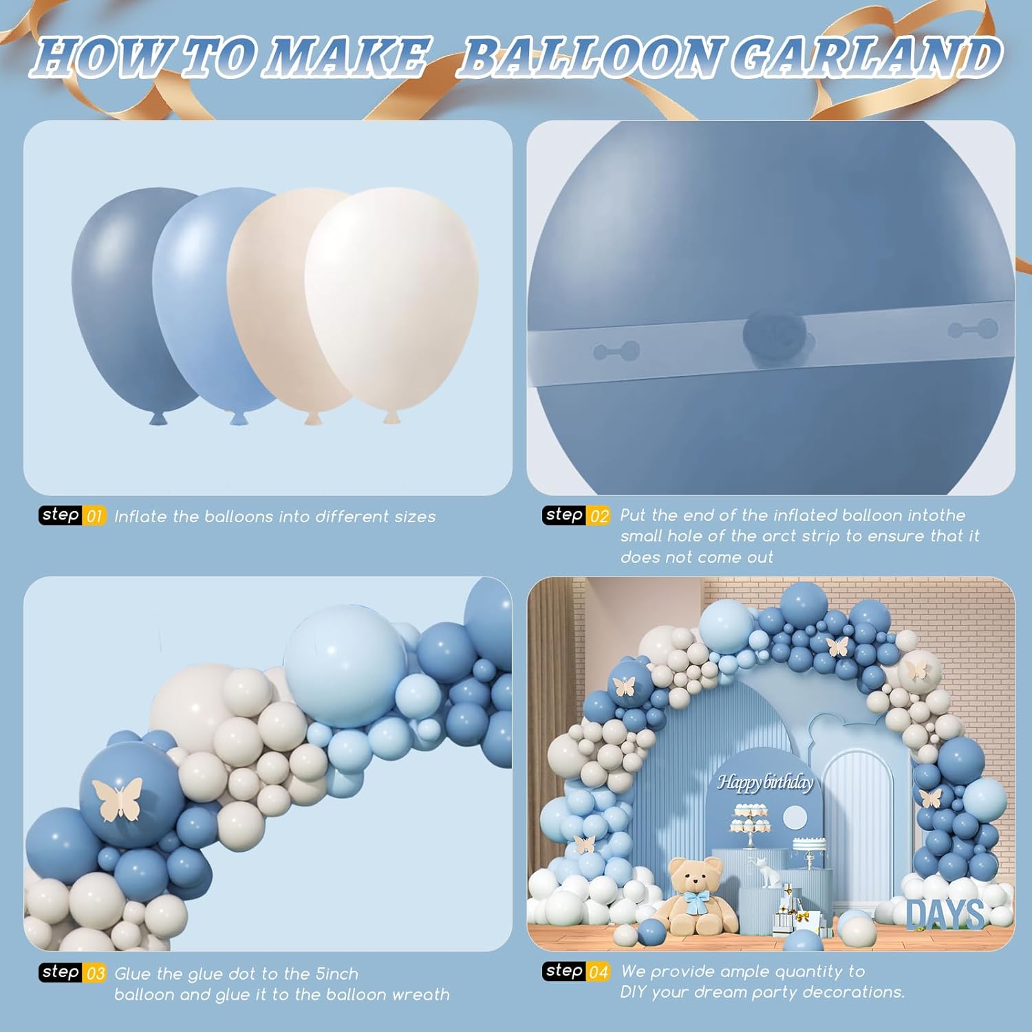 Dusty Blue Sand White Latex Ba - огляд і ціна Balloon Arch Kit
