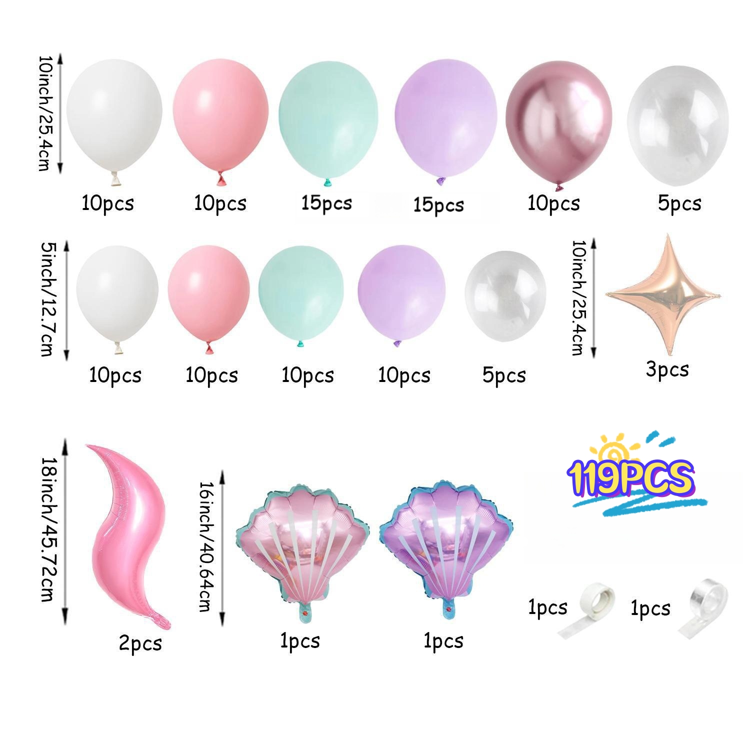 119-Piece Ocean Mermaid Themed - огляд і ціна Balloon Arch Kit