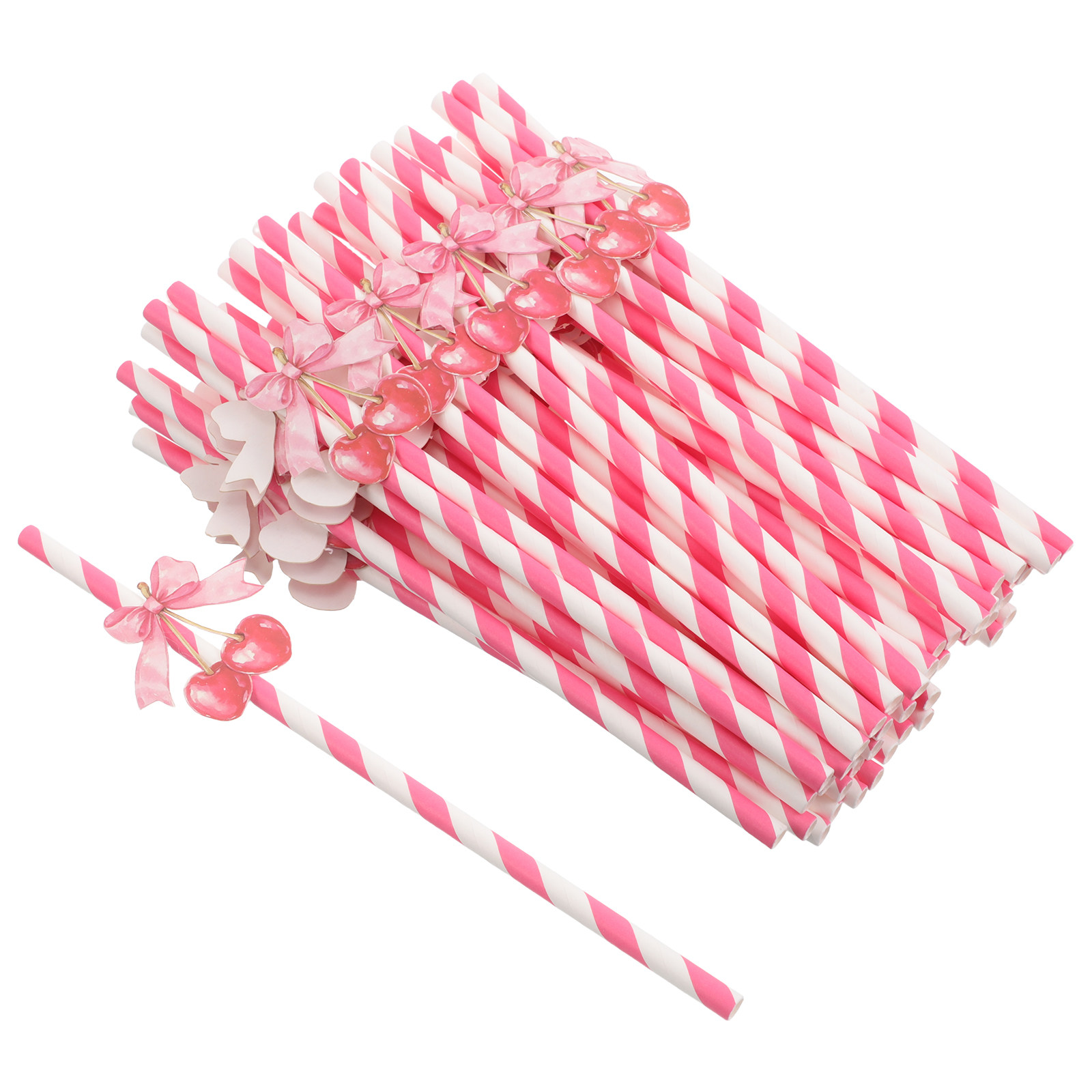 50Pcs Cherry Themed Paper Stra - огляд і ціна Paper Straw Color